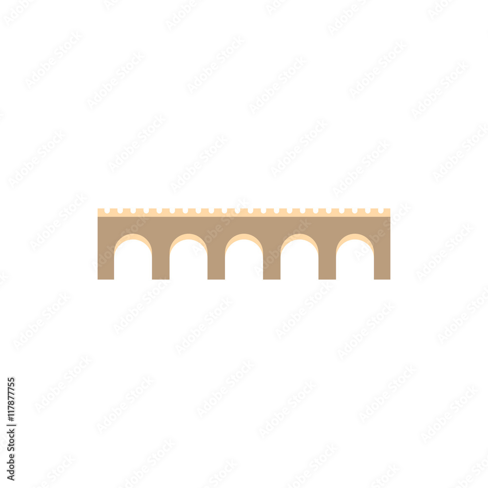 Obraz premium Stone arch bridge icon in flat style on a white background