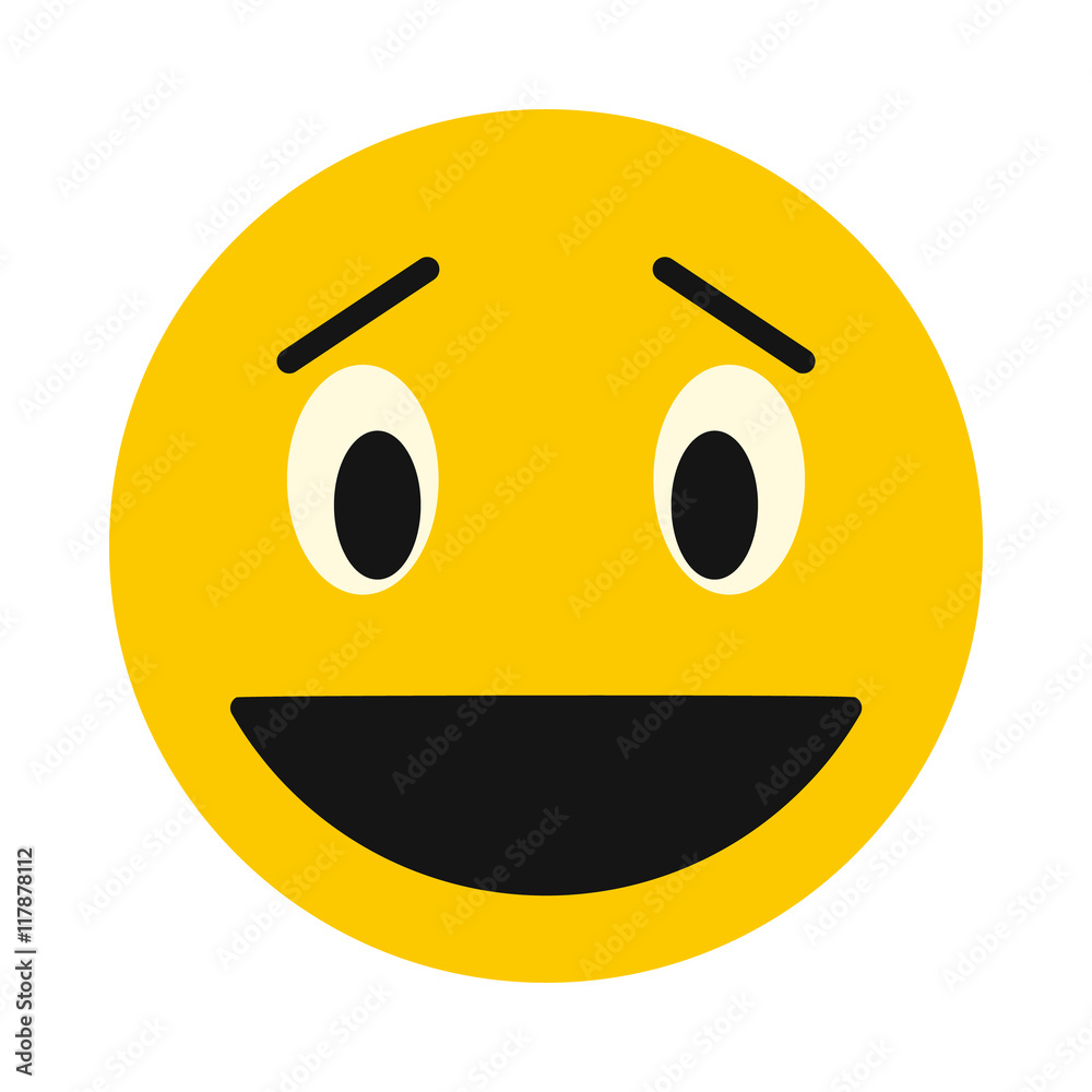 Laughing smiley face icon in flat style isolated on white background. Facial expressions symbol Laughing smiley face icon in flat style isolated on white background. Facial expressions symbol