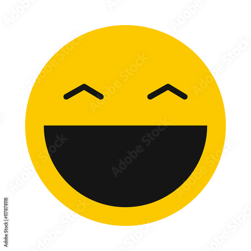 Laughing smiley icon in flat style isolated on white background. Facial expressions symbol