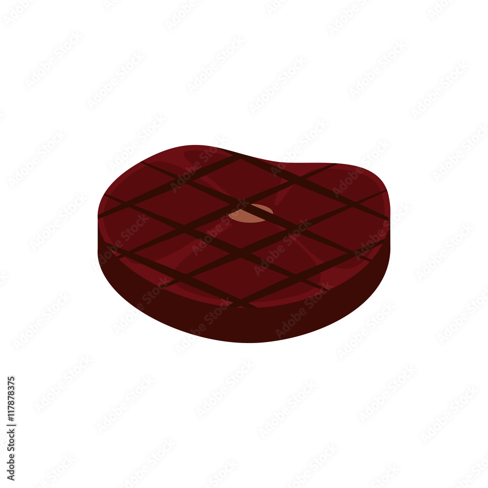 Steak fried on grill icon in flat style isolated on white background. Food symbol Steak fried on grill icon in flat style isolated on white background. Food symbol
