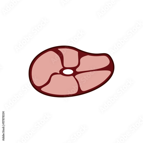 Piece of meat veal icon in flat style isolated on white background. Food symbol