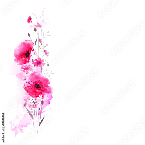 Floral bouquet with pink poppies
