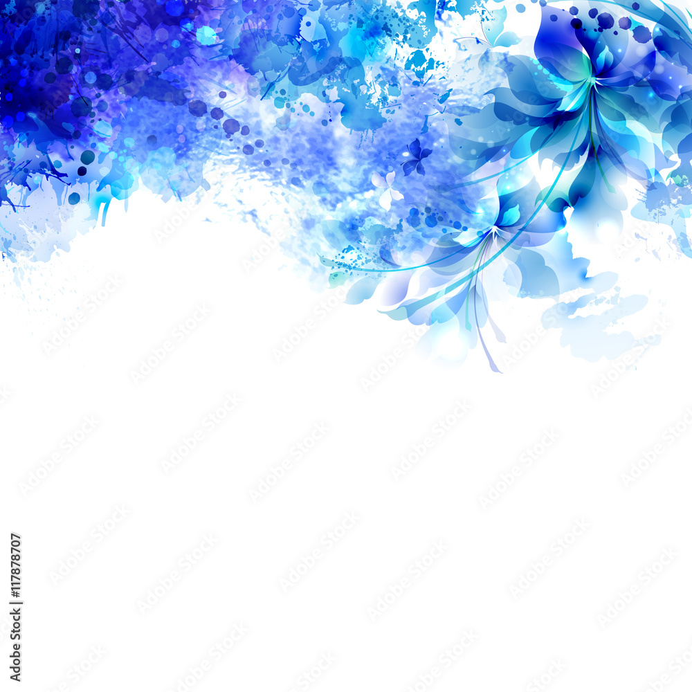 Fototapeta niebieskie kwiaty abstrakcyjne