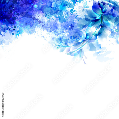 blue abstract flowers