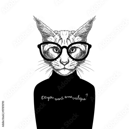 cat wearing glasses and a sweater
