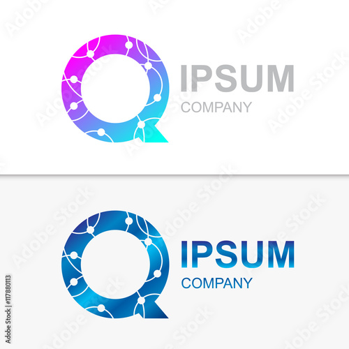 Q letter logo icon template.Atom connectivity,Technology,Molecule,network,digital,Company logo Vector Illustration