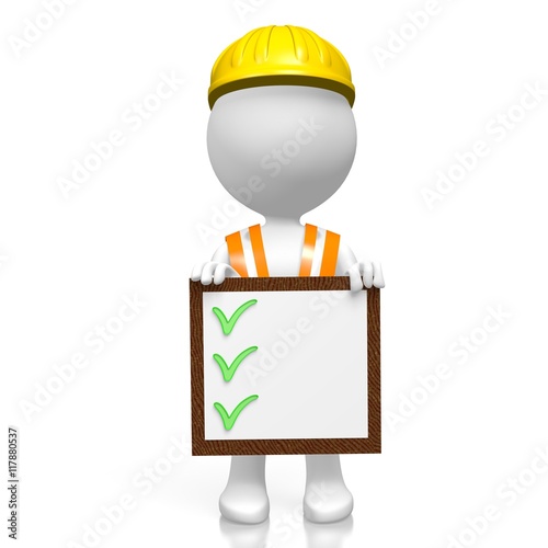 Fototapeta Naklejka Na Ścianę i Meble -  3D worker - checkmarks concept