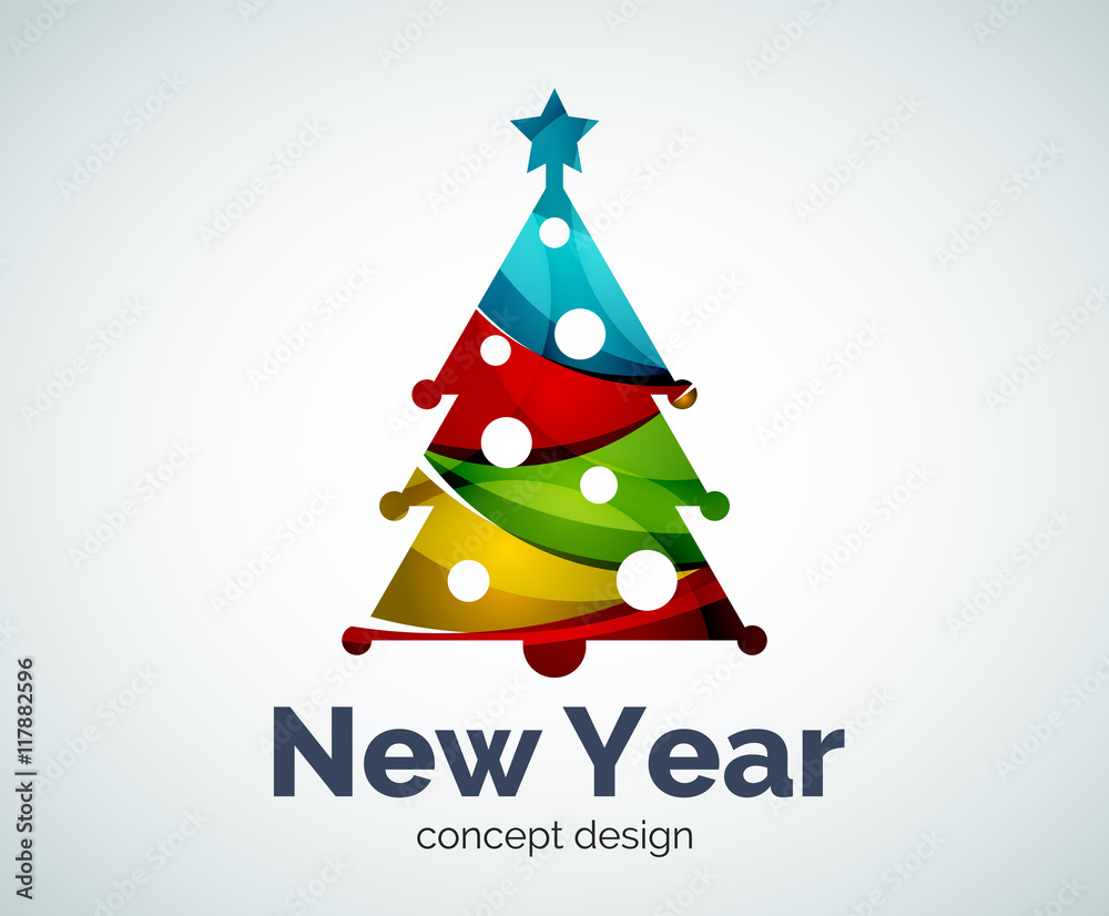 Vector Christmas or New Year tree logo template Vector Christmas or New Year tree logo template
