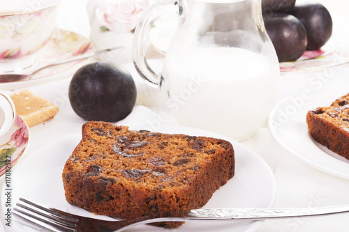 Tea served with traditional British fruit cake