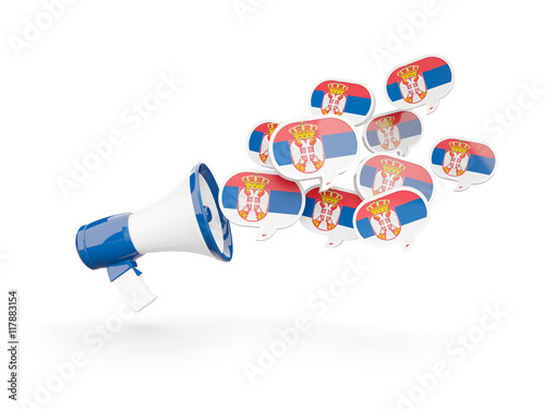 Megaphone with flag of serbia