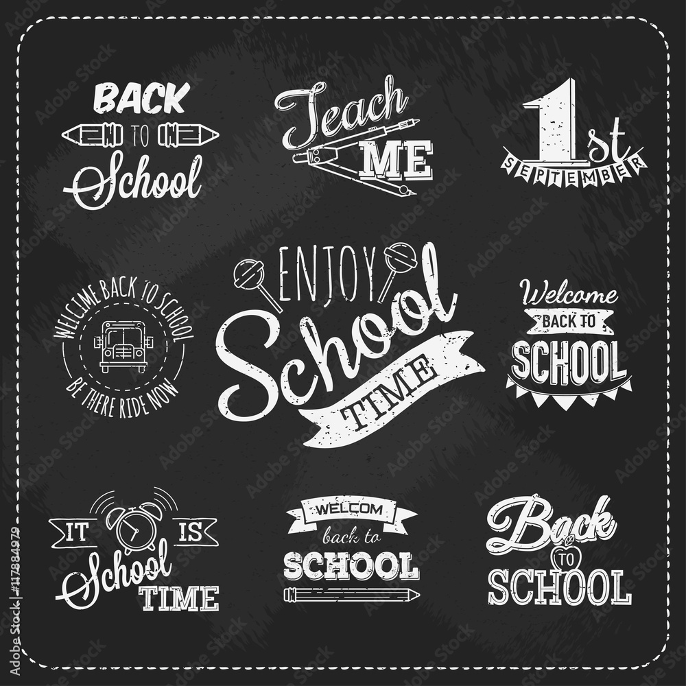 Black and white logo set. Back to school.