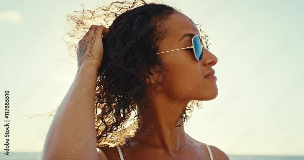Happy lifestyle portrait of beautiful mixed race young woman