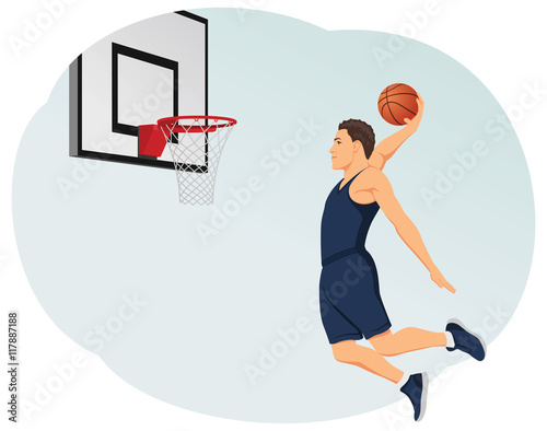 Basketball player making a slam dunk. Playing street ball. Healthy lifestyle.
