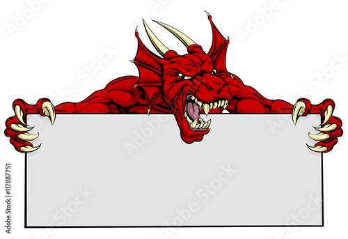 Red Dragon Sports Mascot Sign