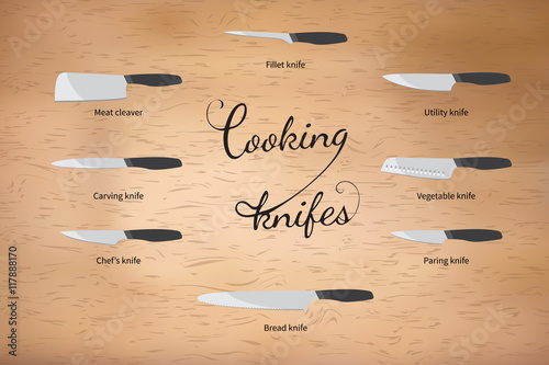 vector illustration of cooking knifes set 
