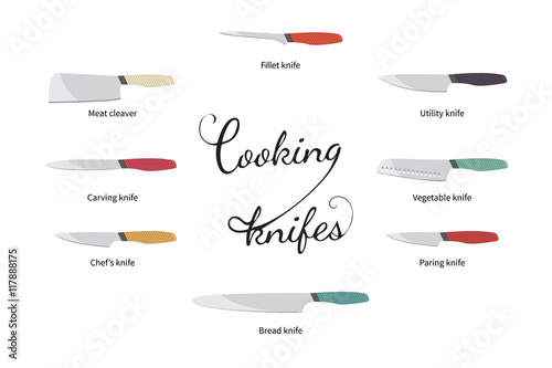 vector illustration of cooking knifes set 