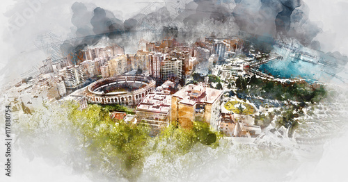 Panoramic view of Malaga city. Spain