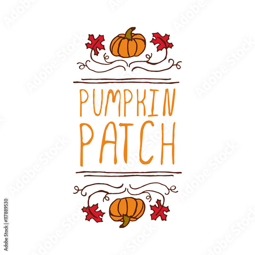 Vector handdrawn autumn element with text