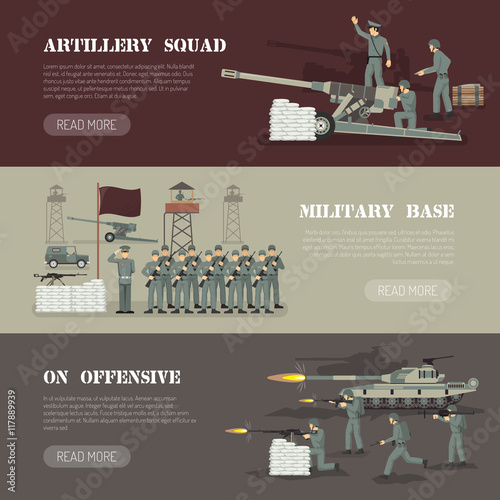 Military Army Horizontal Banners Set 