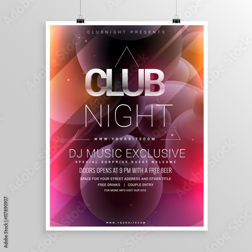 club night party flyer template with date and time details