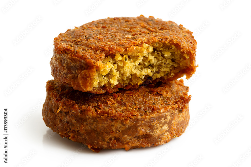 Two pieces of falafel isolated on white. Two pieces of falafel isolated on white.