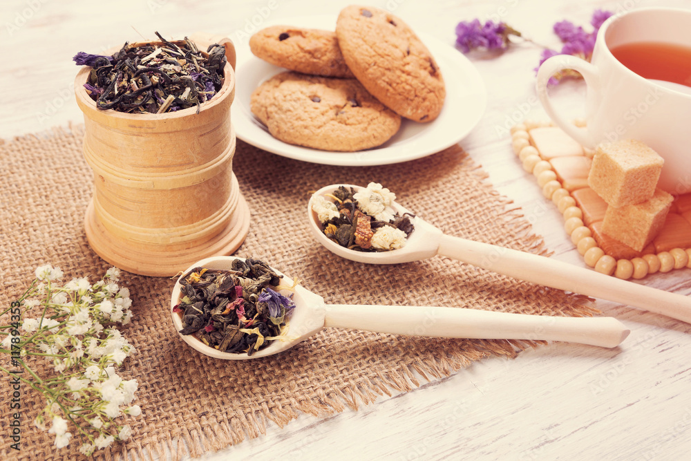 Herbal tea and cookies Herbal tea and cookies