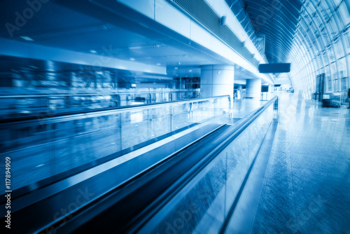  empty moving travolator of airport in China.