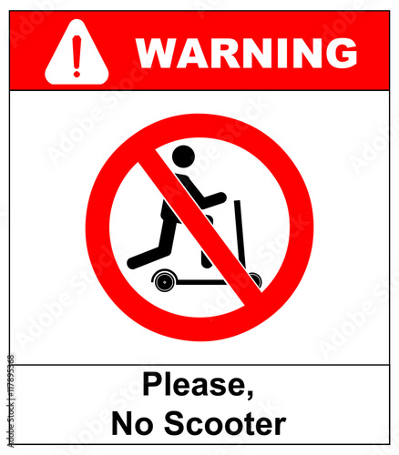 No scooters allowed symbol. Vector prohibition icons for public places like parks, outdoors, streets and for web design.