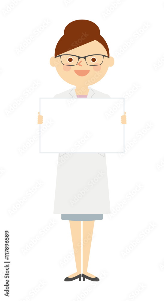 白衣　女性　ボード　働く人々　イラスト