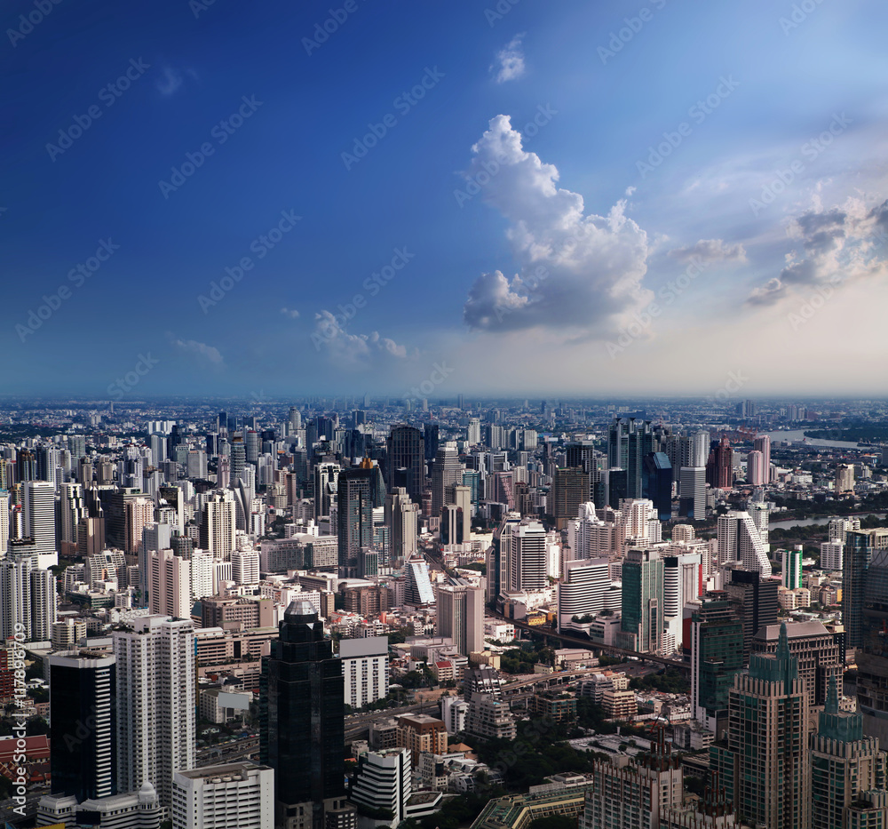 Aerial view of Bangkok City