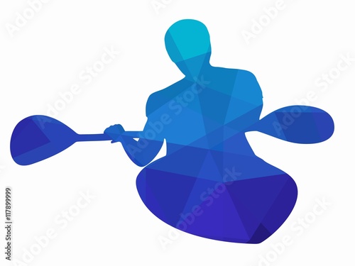 silhouette of kayaker , vector drawing