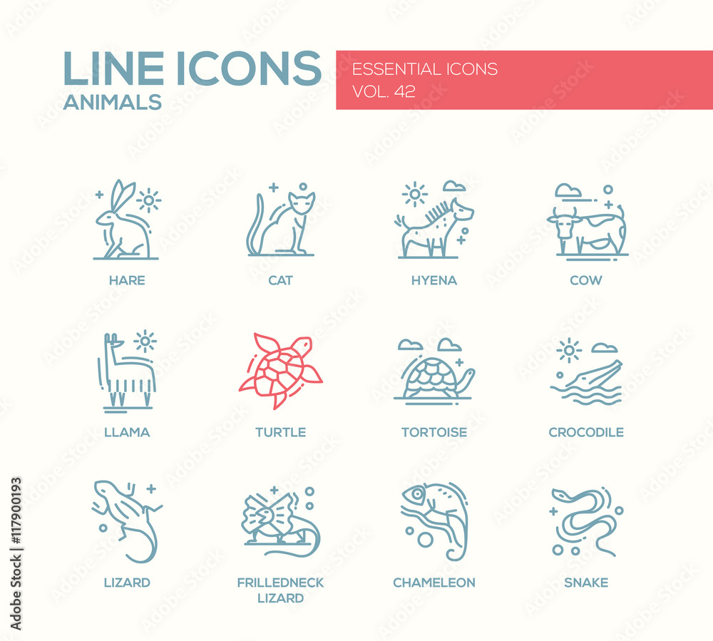 Animals - line design icons set