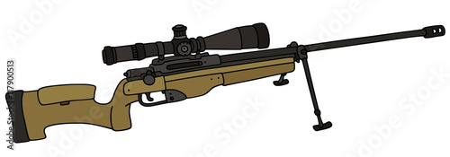 Sand sniper rifle / Hand drawing, vector illustration