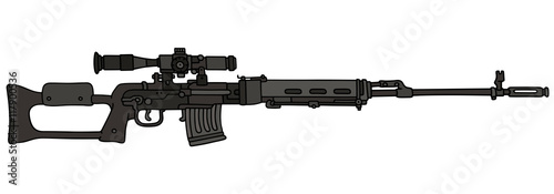 Black sniper rifle / Hand drawing, vector illustration