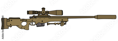 Sand sniper rifle / Hand drawing, vector illustration