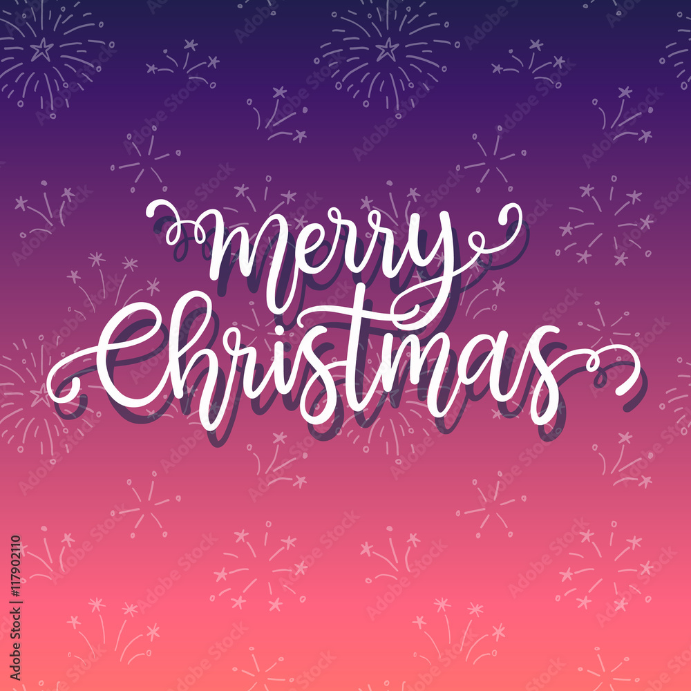 Merry Christmas! Hand Lettering for invitation and greeting card, prints and posters. Modern calligraphic design