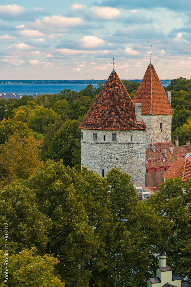 Towers of Tallinn old town, Estonia