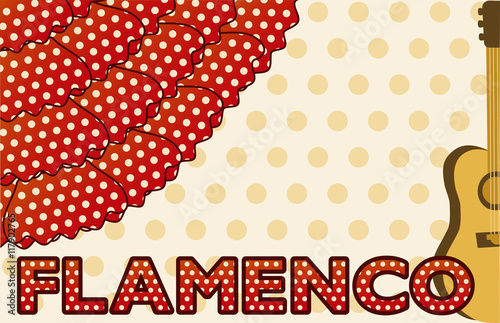 Flamenco music party card, vector illustration