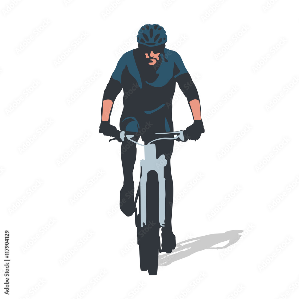 Obraz premium Cyclist riding a mountain bike. Cycling. Vector illustration