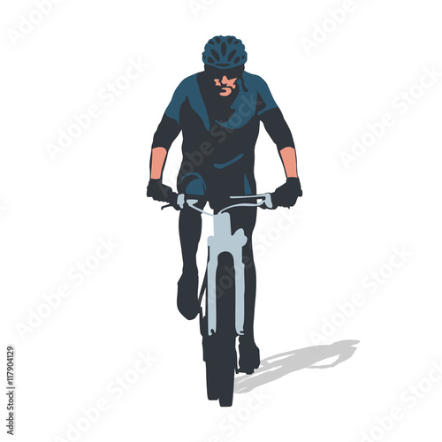 Cyclist riding a mountain bike. Cycling. Vector illustration