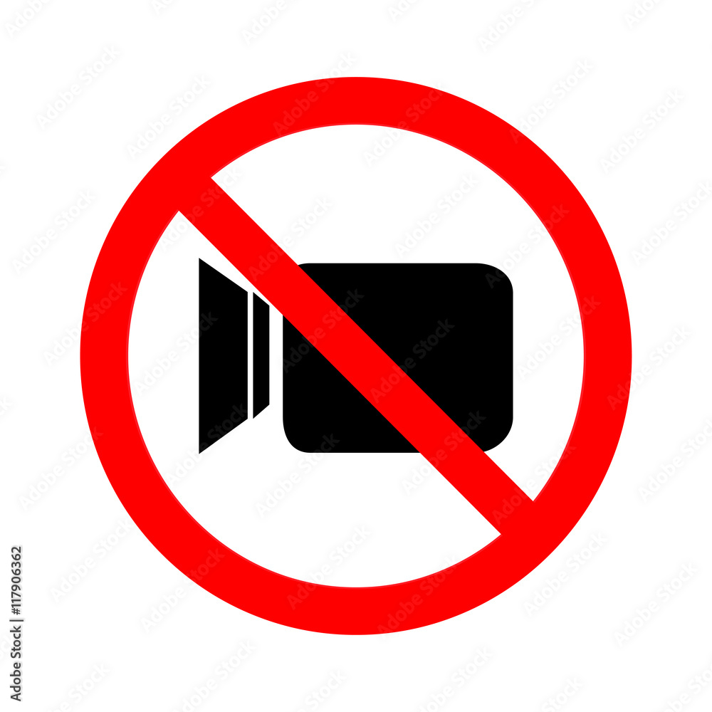 No video camera sign icon on white background No video camera sign icon on white background