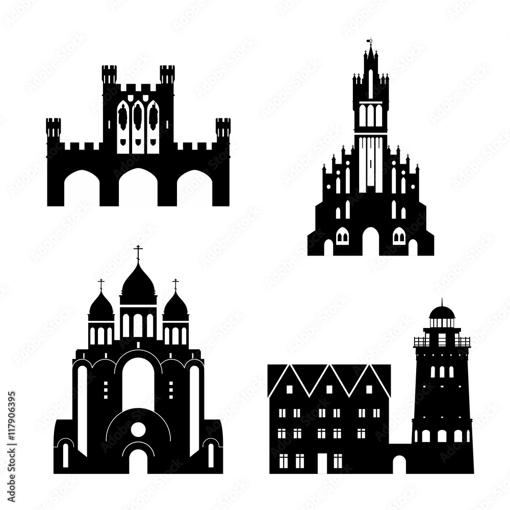 Vector silhouette of Kaliningrad landmarks