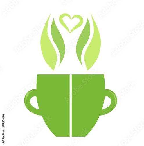tea symbol logo green isolated vector