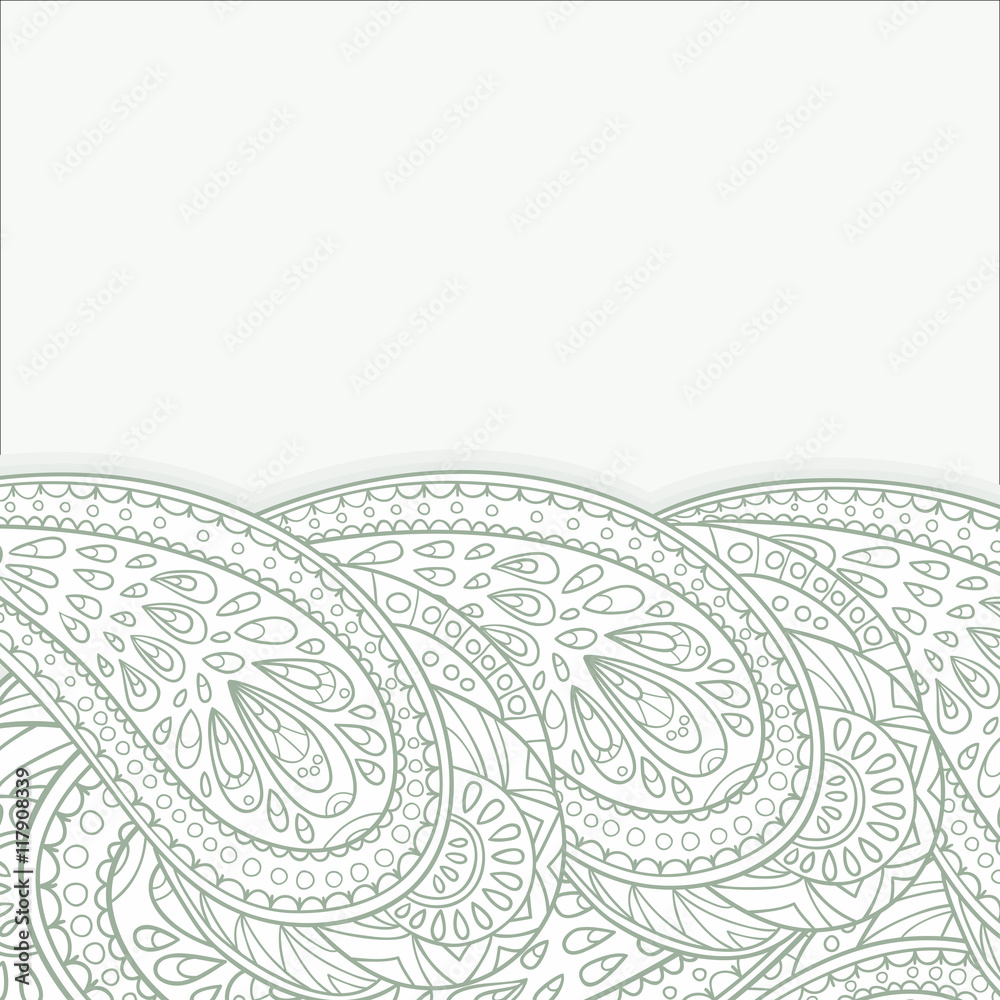 Hand-drawn frame-style paisley. Hand-drawn frame-style paisley.
