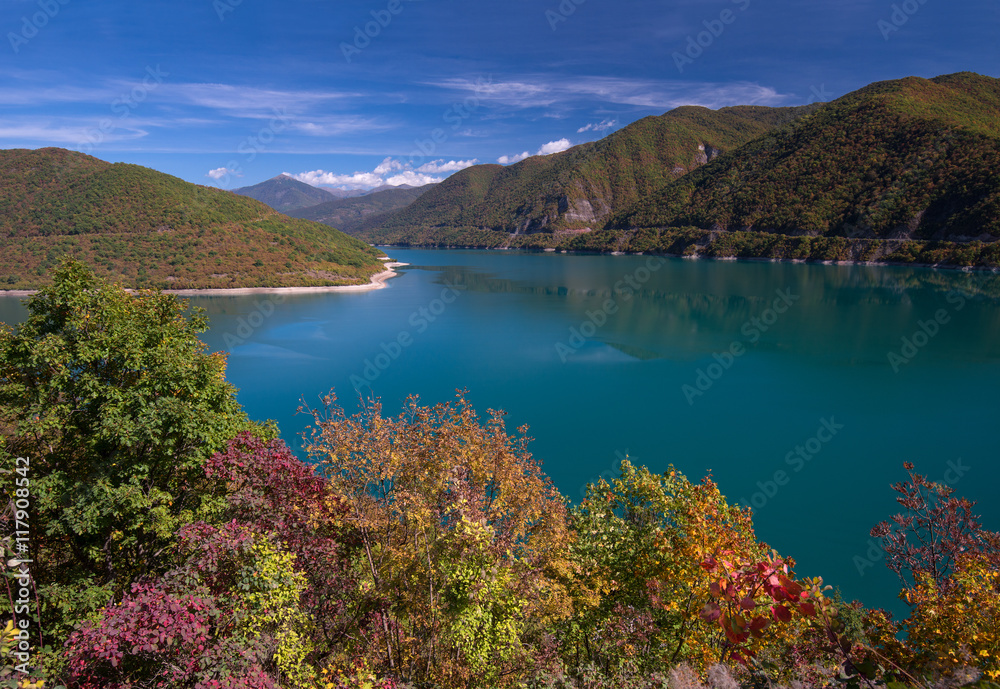 Fall foliage at Zhinvali lake