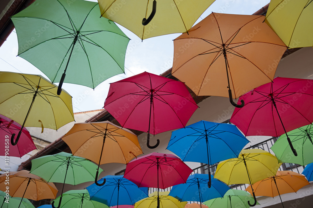 multicoloured umbrellas