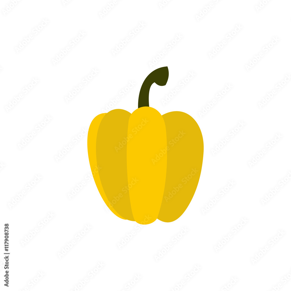 Yellow pepper icon in flat style on a white background Yellow pepper icon in flat style on a white background