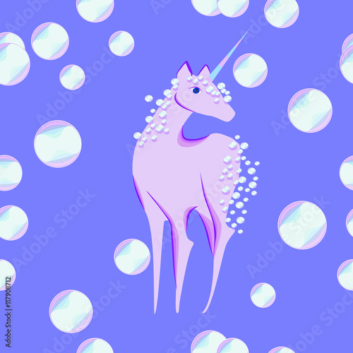 unicorn with the mane and tail of bubbles