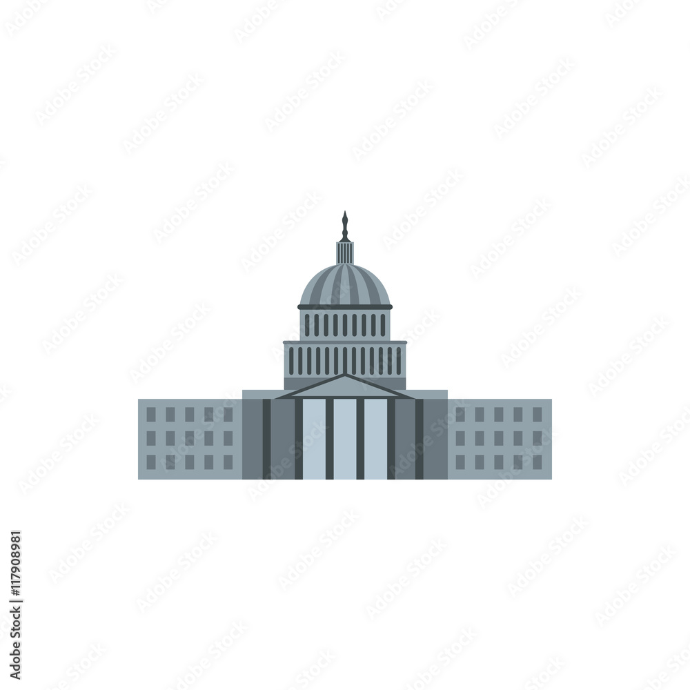 United States Capitol icon in flat style on a white background
