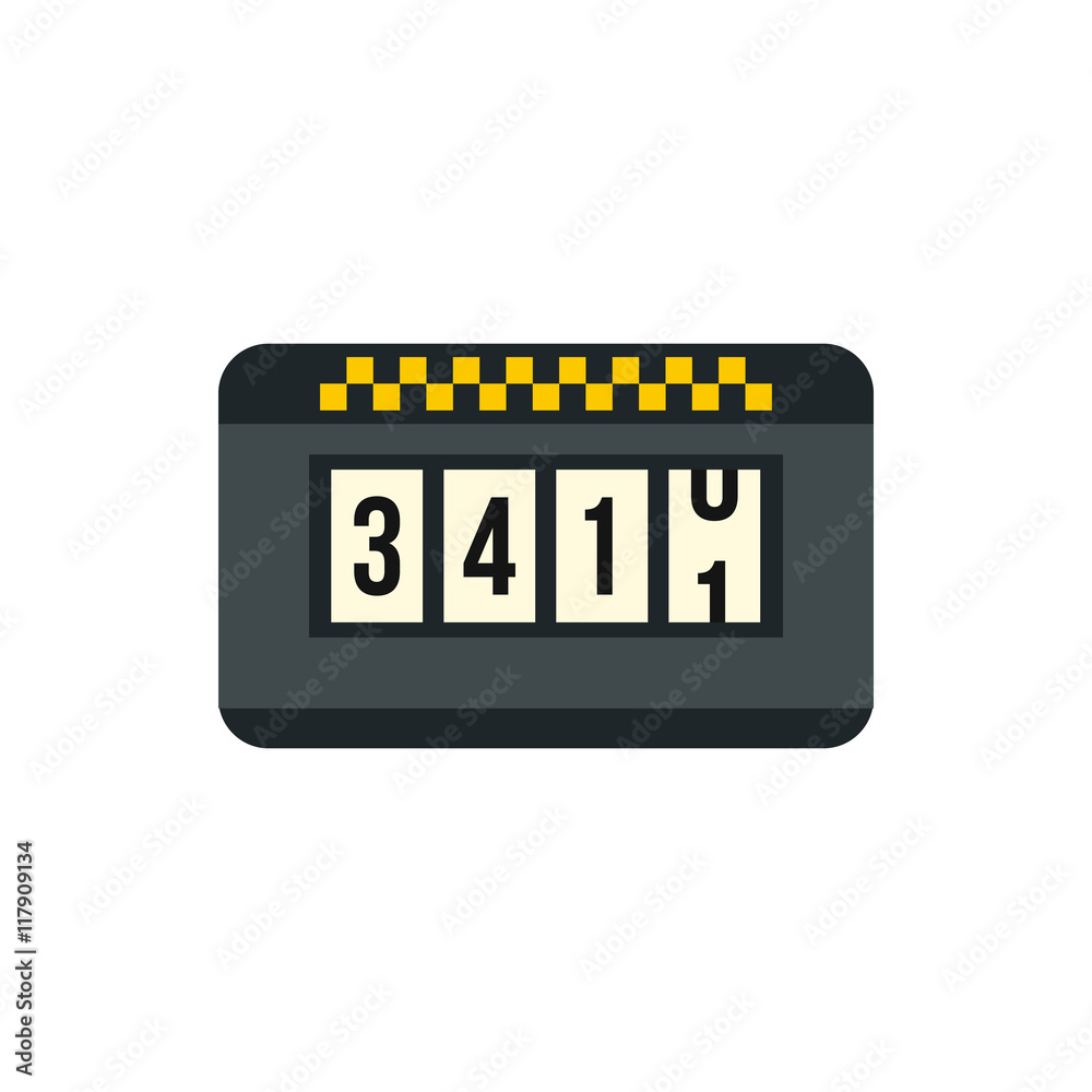 Meter taxi icon in flat style on a white background